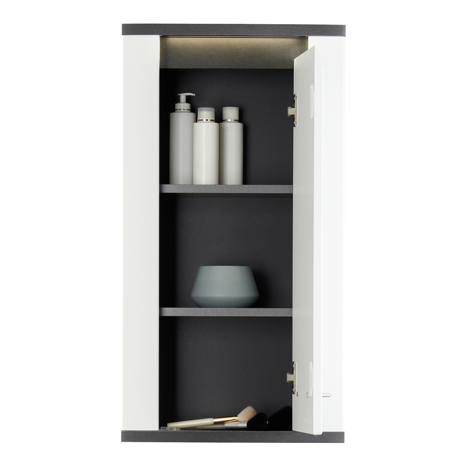 Luca Bessoni Hängeschrank ALASSIO - weiß Hochglanz - Matera dunkel - 80 cm hoch