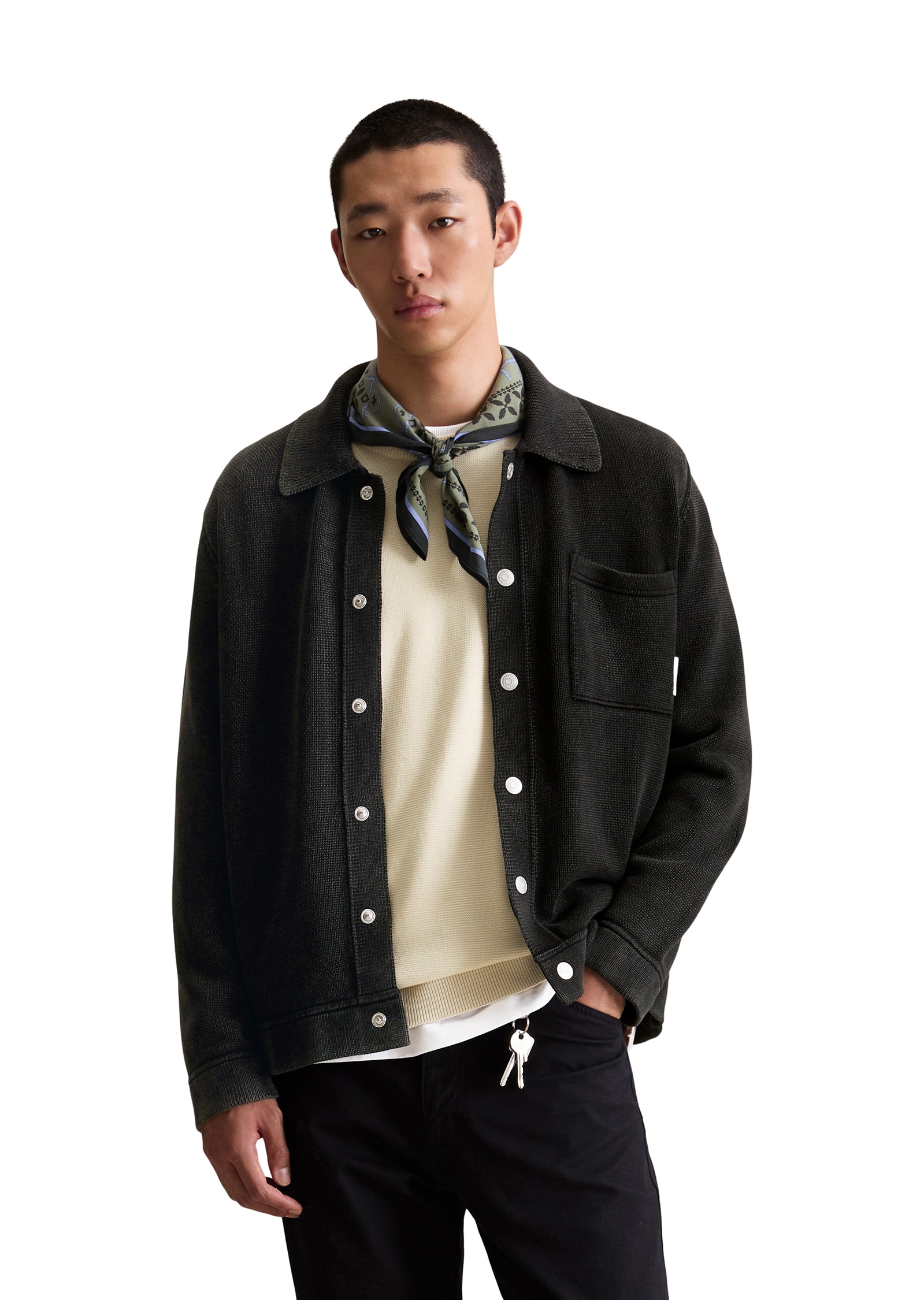 Marc O'Polo DENIM Strickjacke , Polokragen, relaxed fit, Druckknöpfe