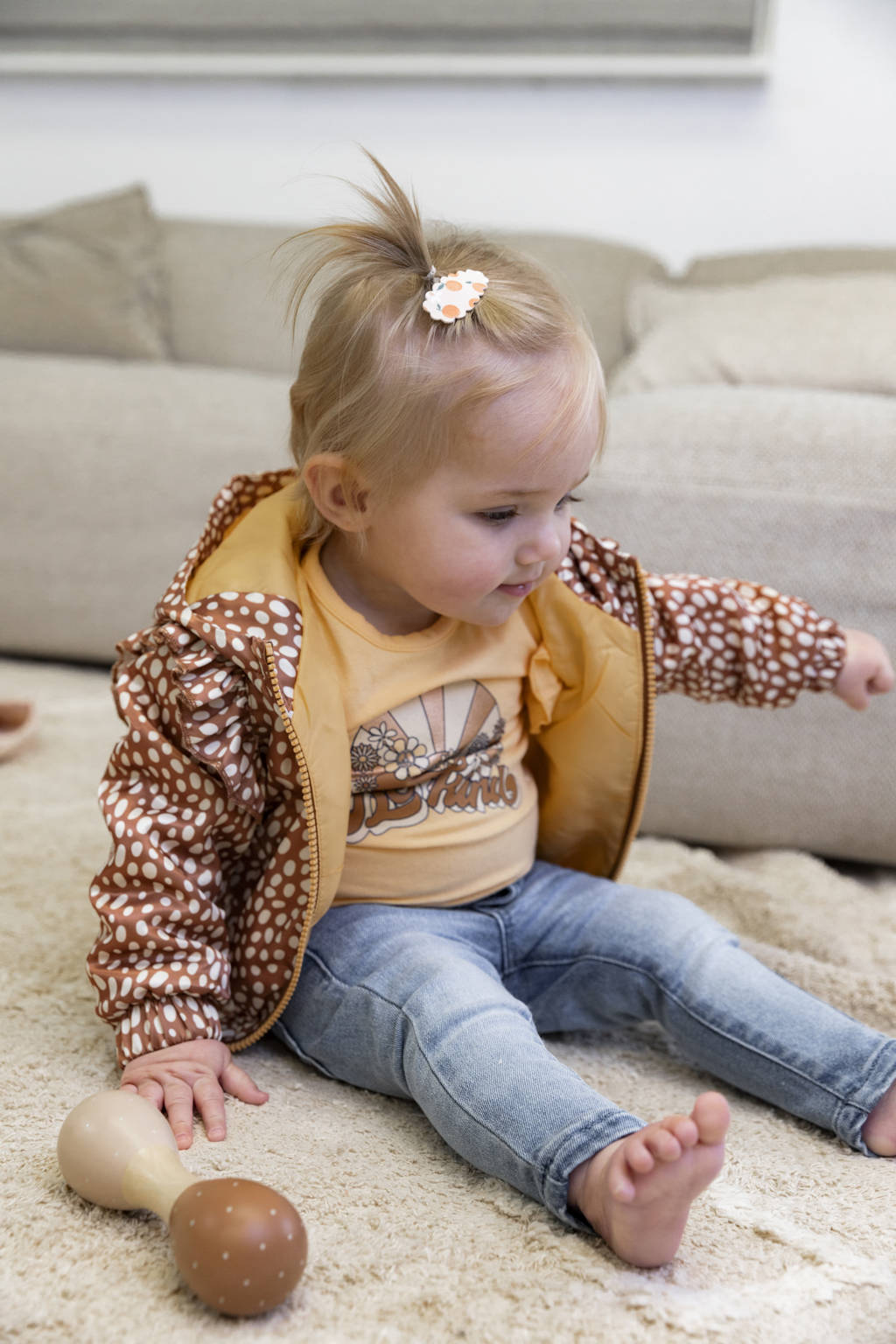 Dirkje zomerjas Jacket met stippen en ruches oudroze/wit