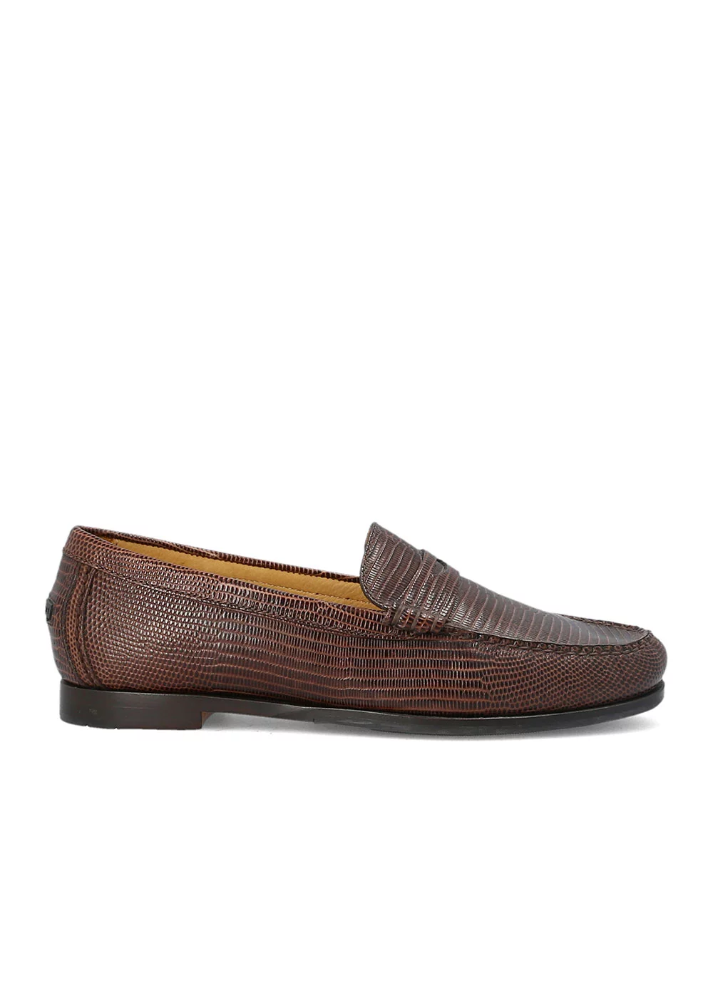 MOCASSIN W LIZARD CUIR MARRON
