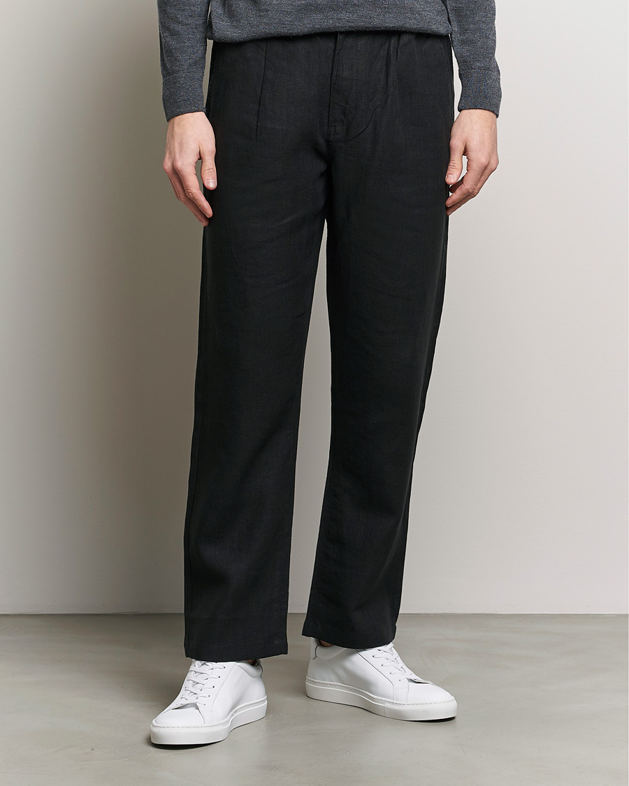 KnowledgeCotton Apparel Loose Linen Pants Black