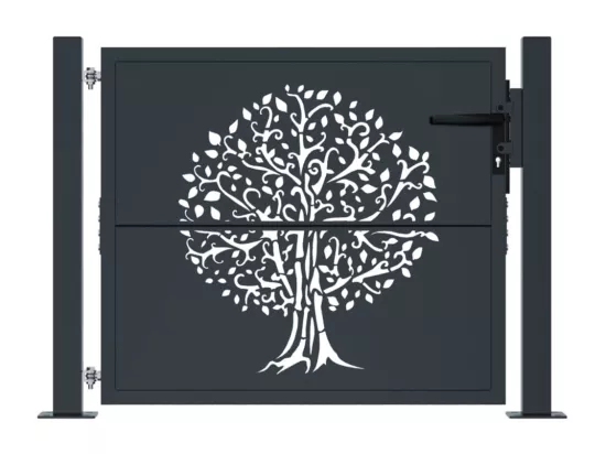 Portail de jardin anthracite 105x80 cm acier conception d'arbre