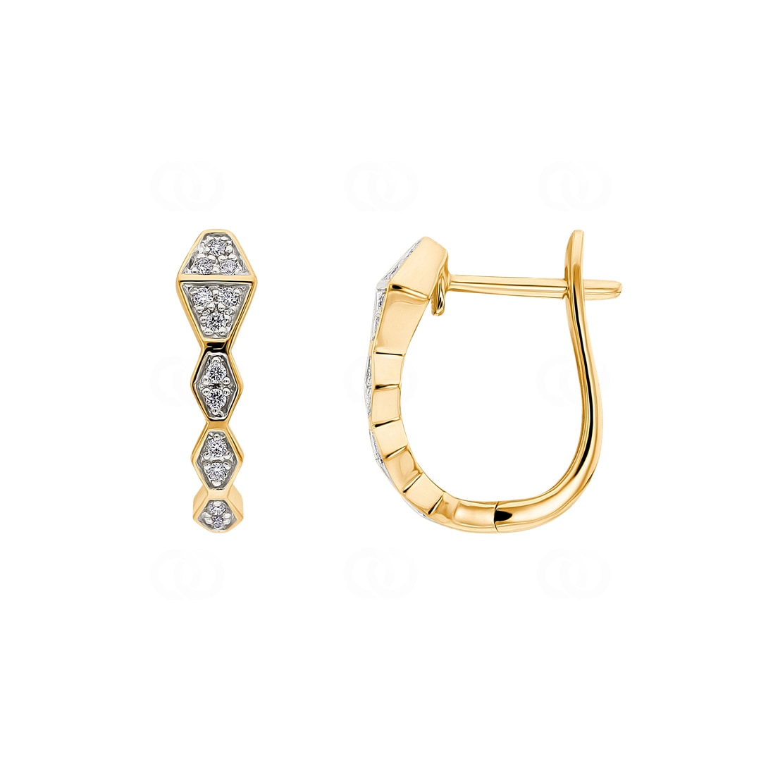 Kreolen 750/18 K Gelbgold Schlangen mit Diamanten 0.08 ct H/si