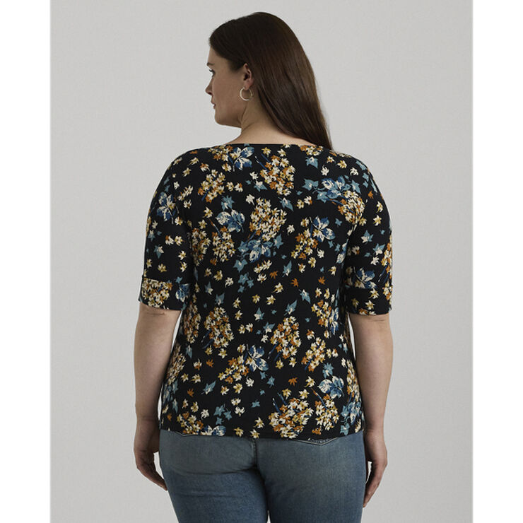 Lauren Ralph Lauren RFND STRTCH 1X1 RIB-ELB SLV BT NK T Sort