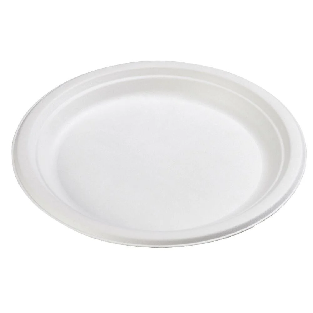 Assiette plate ronde en canne à sucre x12