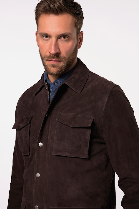 Leder-Fieldjacket, Leder, Ziegen-Veloursleder, viele Taschen