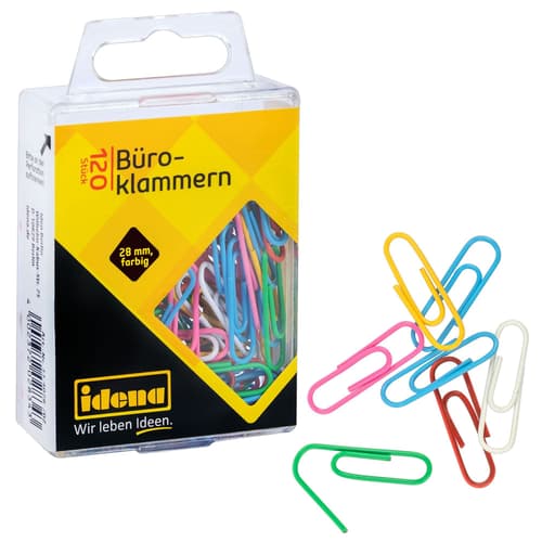 Idena Büroklammern aus Metall bunt