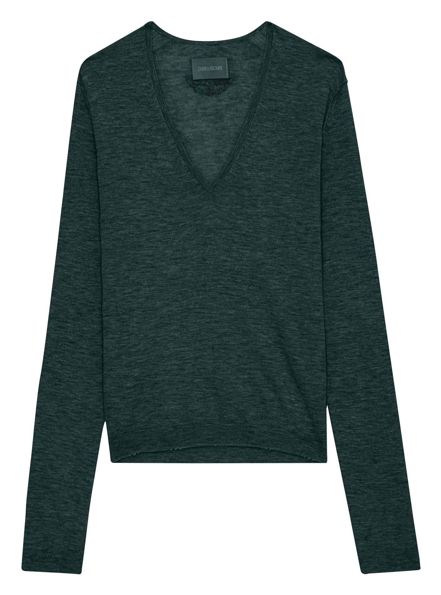 RIVY - Pull droit col V en cachemire | Vert