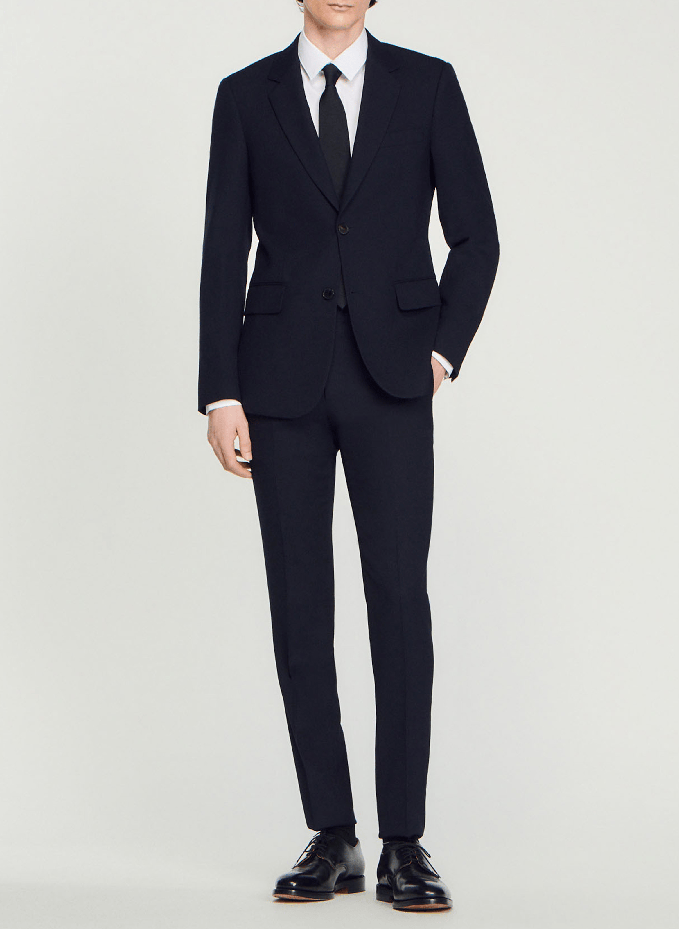 Veste col tailleur en laine | Bleu