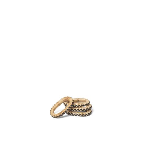 ferm LIVING Weave 4-pak Servietringe, Natural/Black
