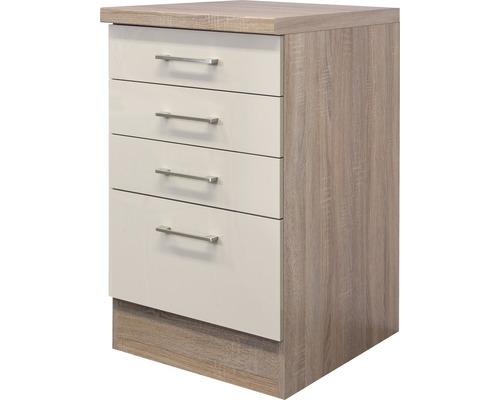 Flex Well Nepal uitschuifbare onderkast, BxDxH 50 x 60 x 86 cm, kasjmier glanzend, gedemonteerd