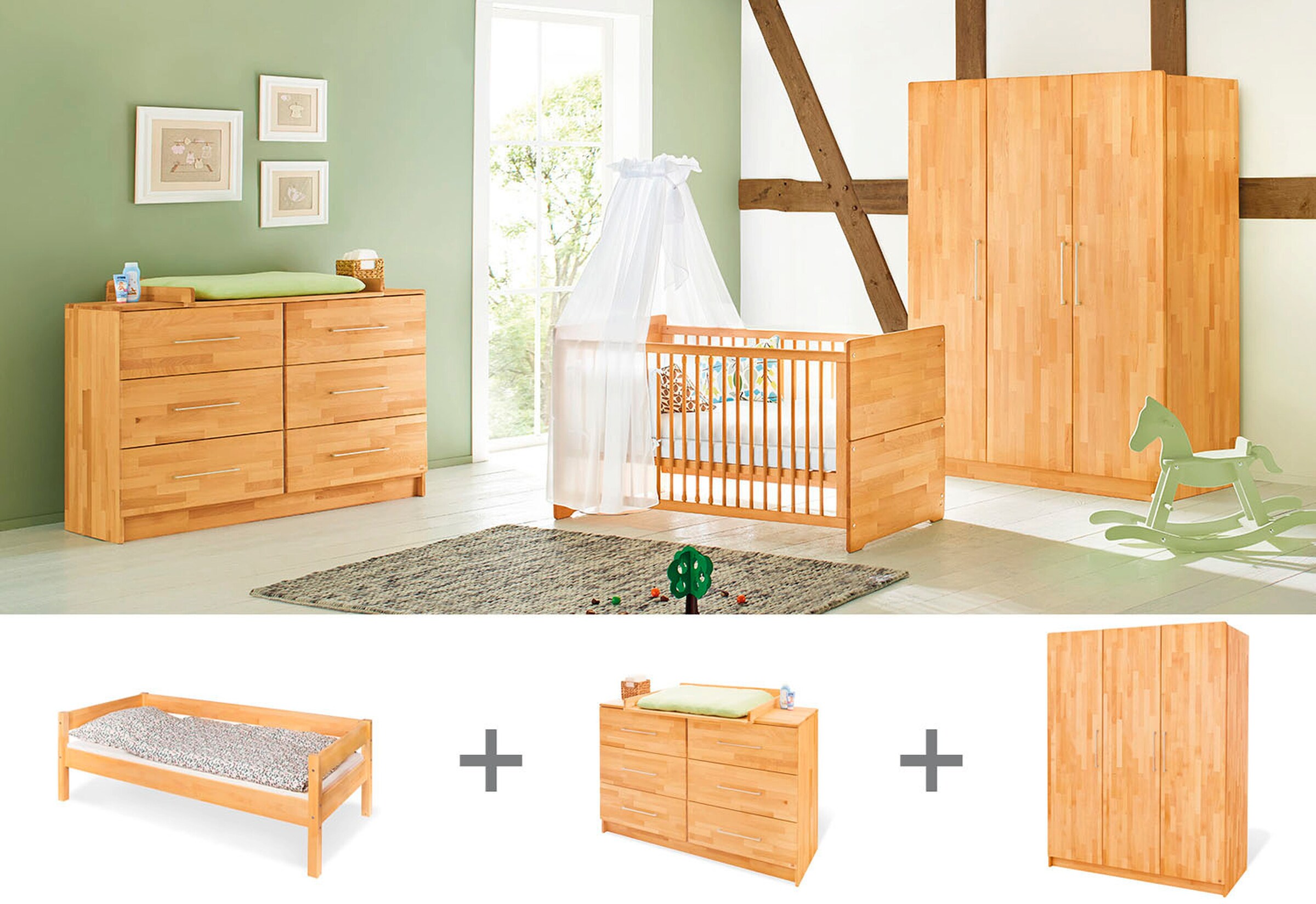 Pinolino Jugendzimmer-Set „Natura” extrabreit groß, 3-tlg.