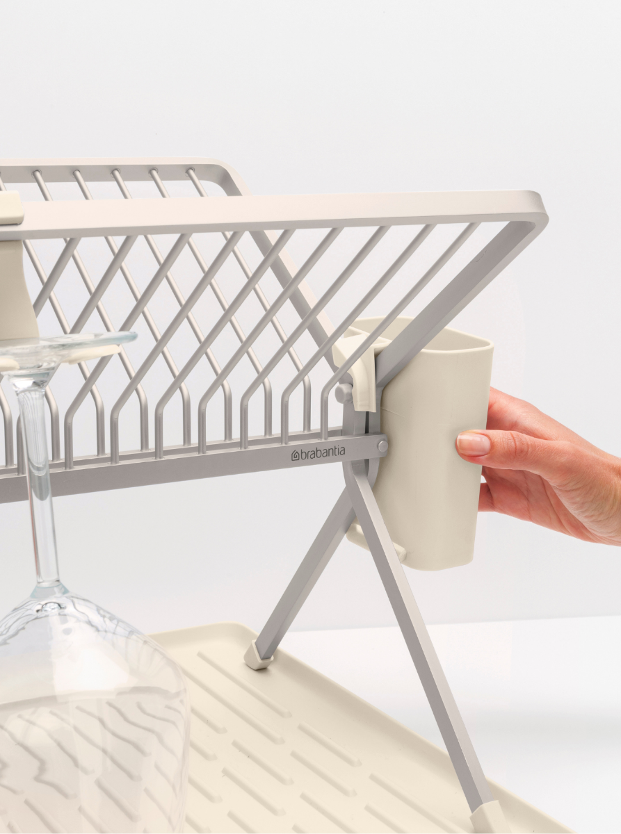 SinkSide Inklapbaar afdruiprek, groot - Soft Beige