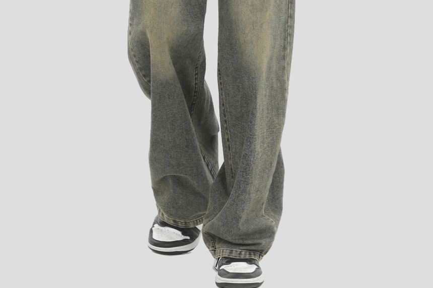 Banash - Mid Rise Washed Wide Leg Jeans