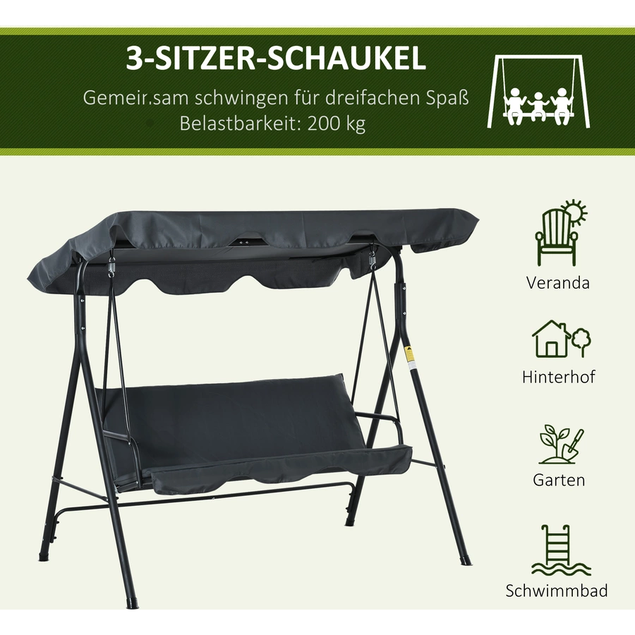 Outsunny Hollywoodschaukel mit neigungsverstllbaren Sonnendach bunt