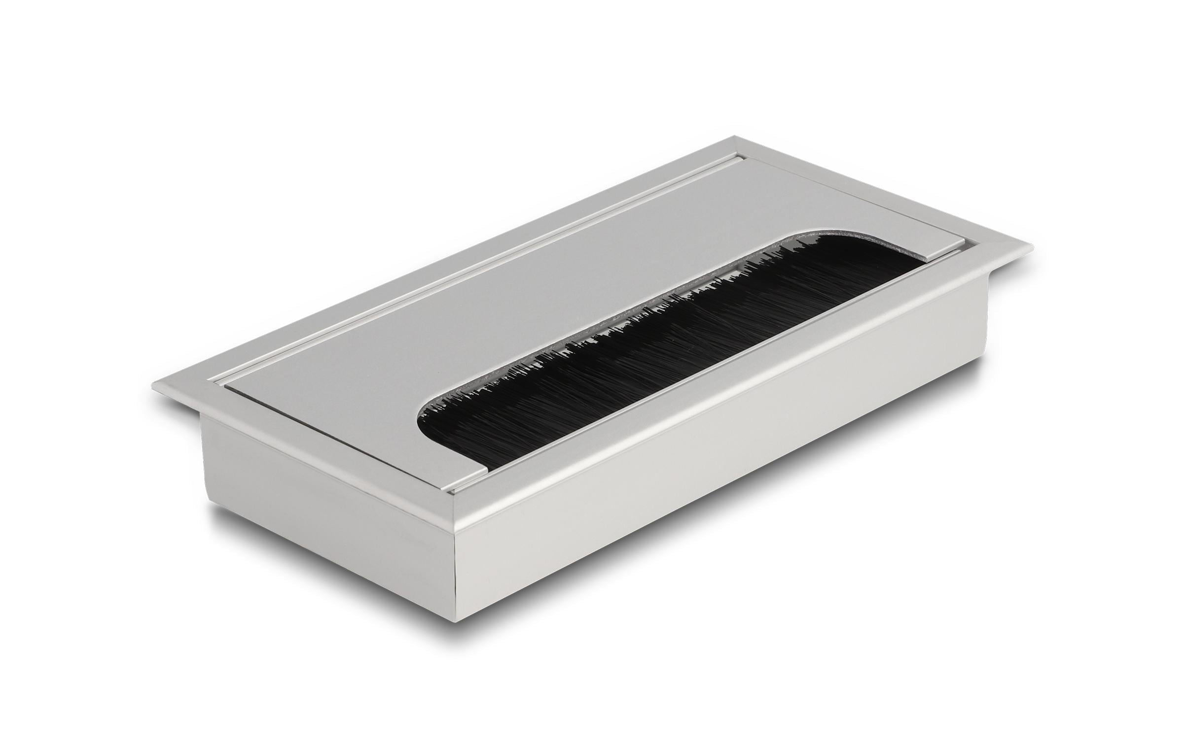 Einbaurahmen für Tisch mit Bürste 160x80x28mm, SilberDelock Kabeldurchführung für Tischeinbau mit Bürste 160 x 80 x 28 mm Silber