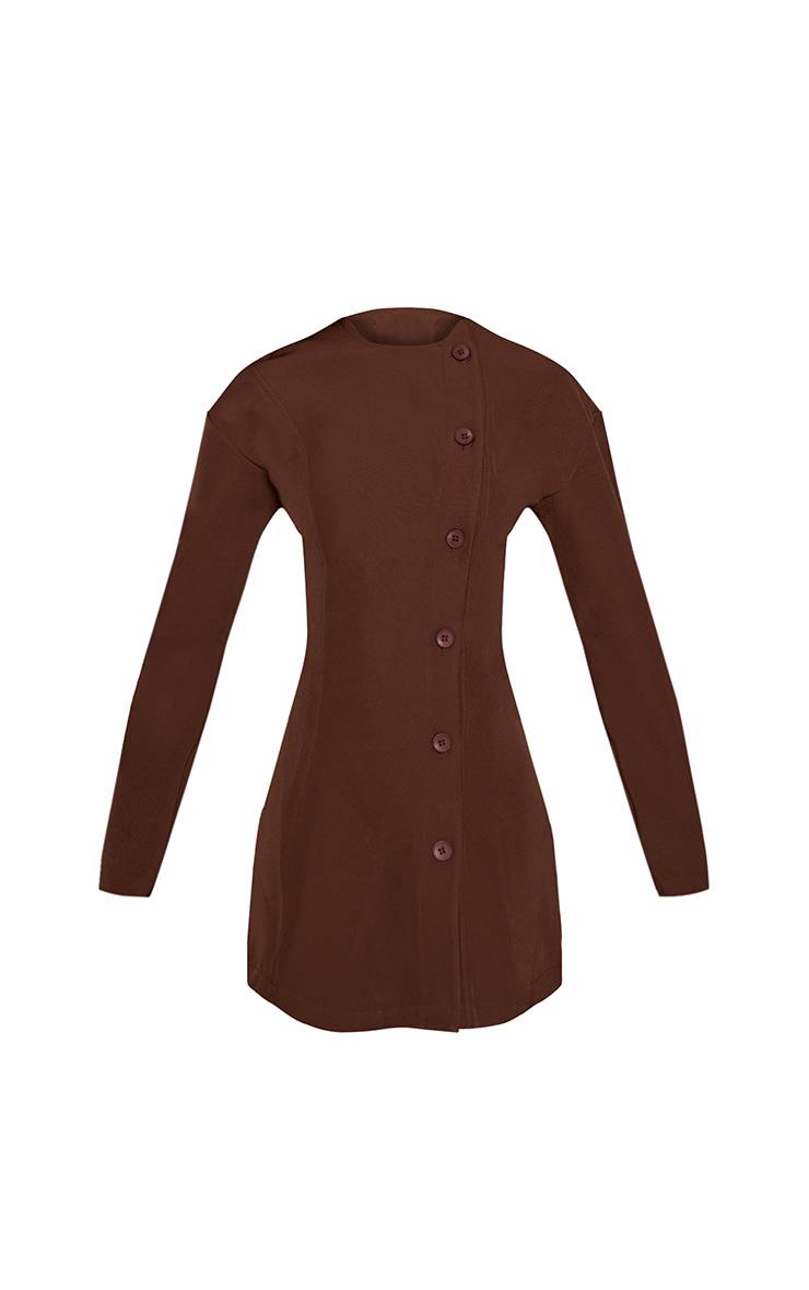 Chocolat Robe Blazer Droite Boutonnée En Biais