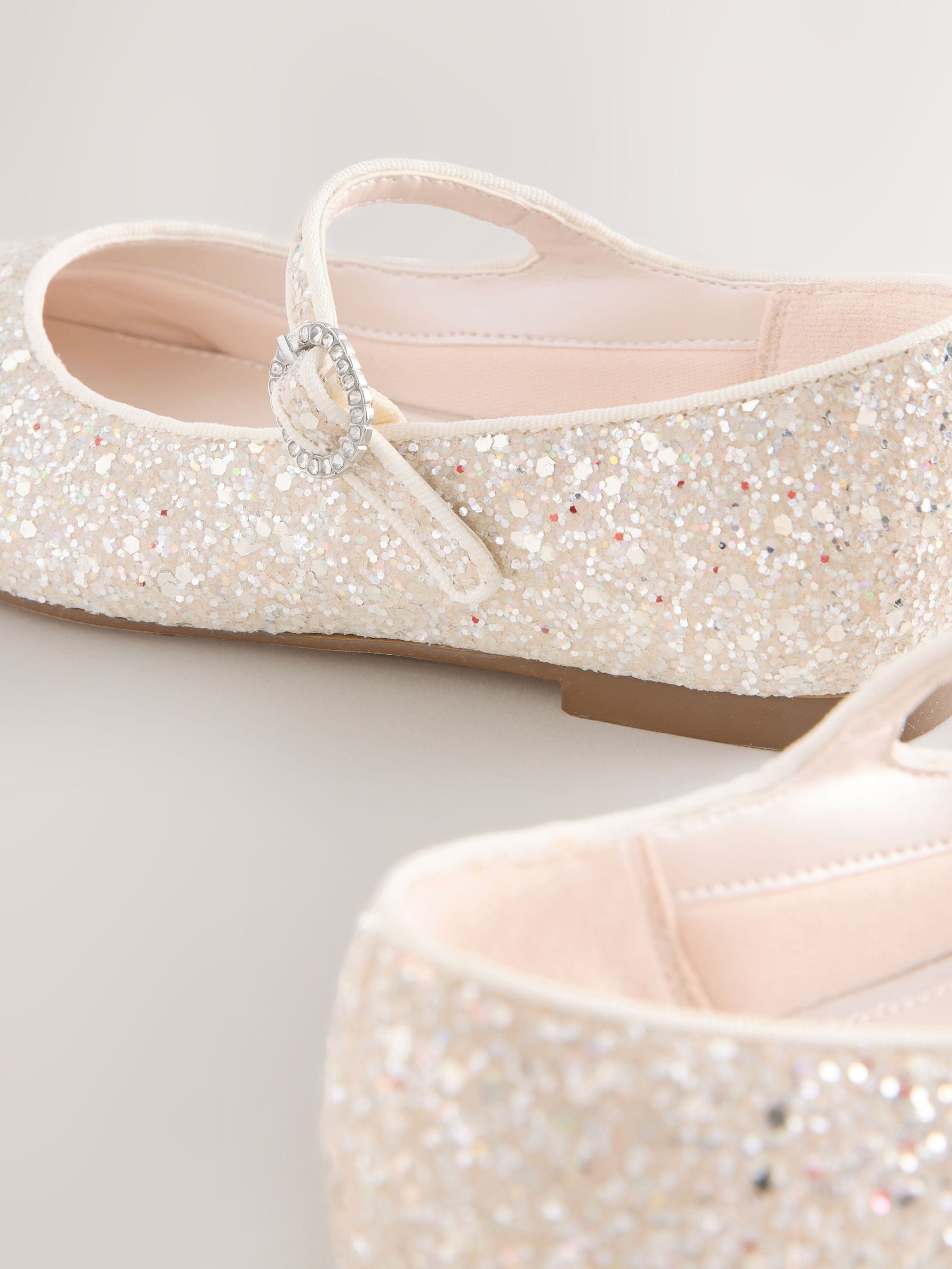 Ivoorkleurig met glitters - Mary Jane Flower Girl Occasion Shoes