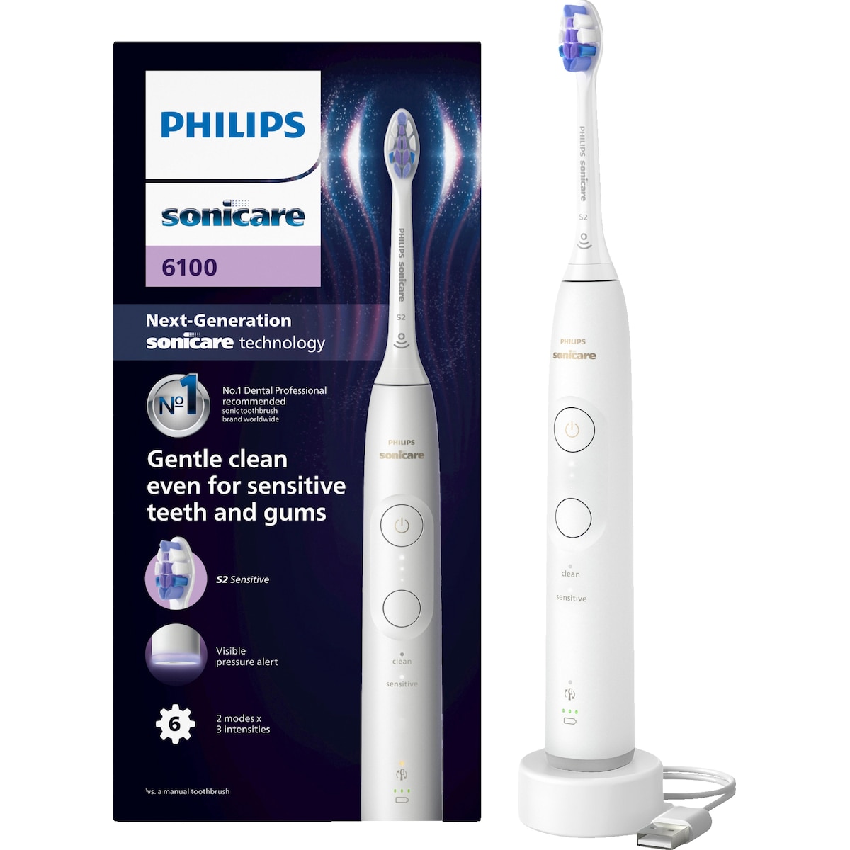 Philips Sonicare Series 6100 elektrisk tannbørste  HX7400/01 (hvit)