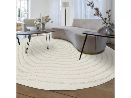 Tapis rond SPIRATRI ∅ 120 cm Crème Tapis facile d'entretien idéal pour l'entrée