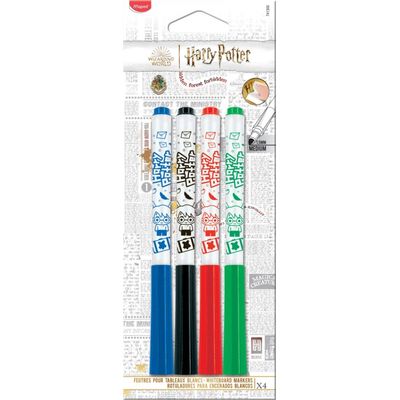 Maped Harry Potter - Pack de 4 marqueurs effaçables à sec pour ardoise blanche - couleurs assorties