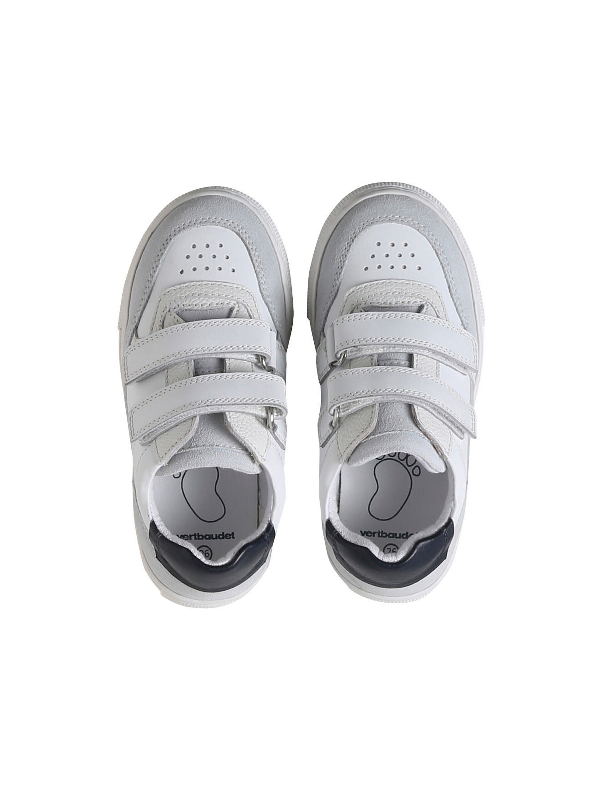 Vertbaudet Kinder Klett-Sneakers aus Leder mit Anziehtrick set weiß