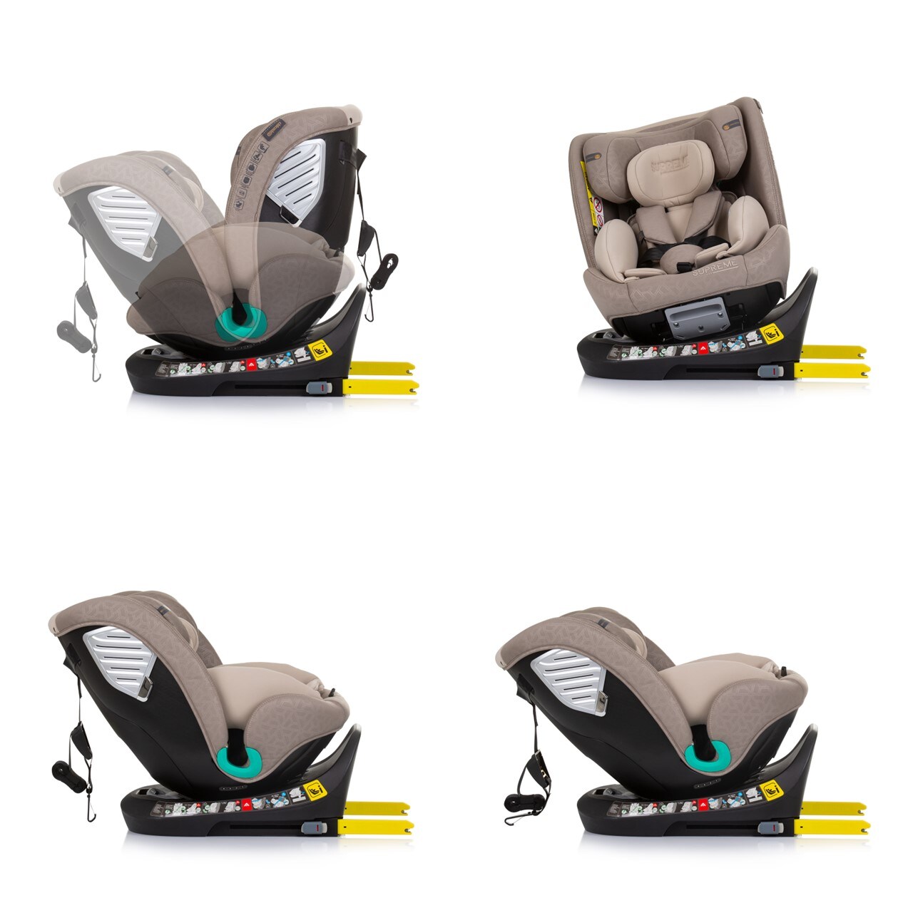 Chipolino i-Size Kindersitz Supreme (40-150 cm) verstellbar 360° drehbar Isofix beige