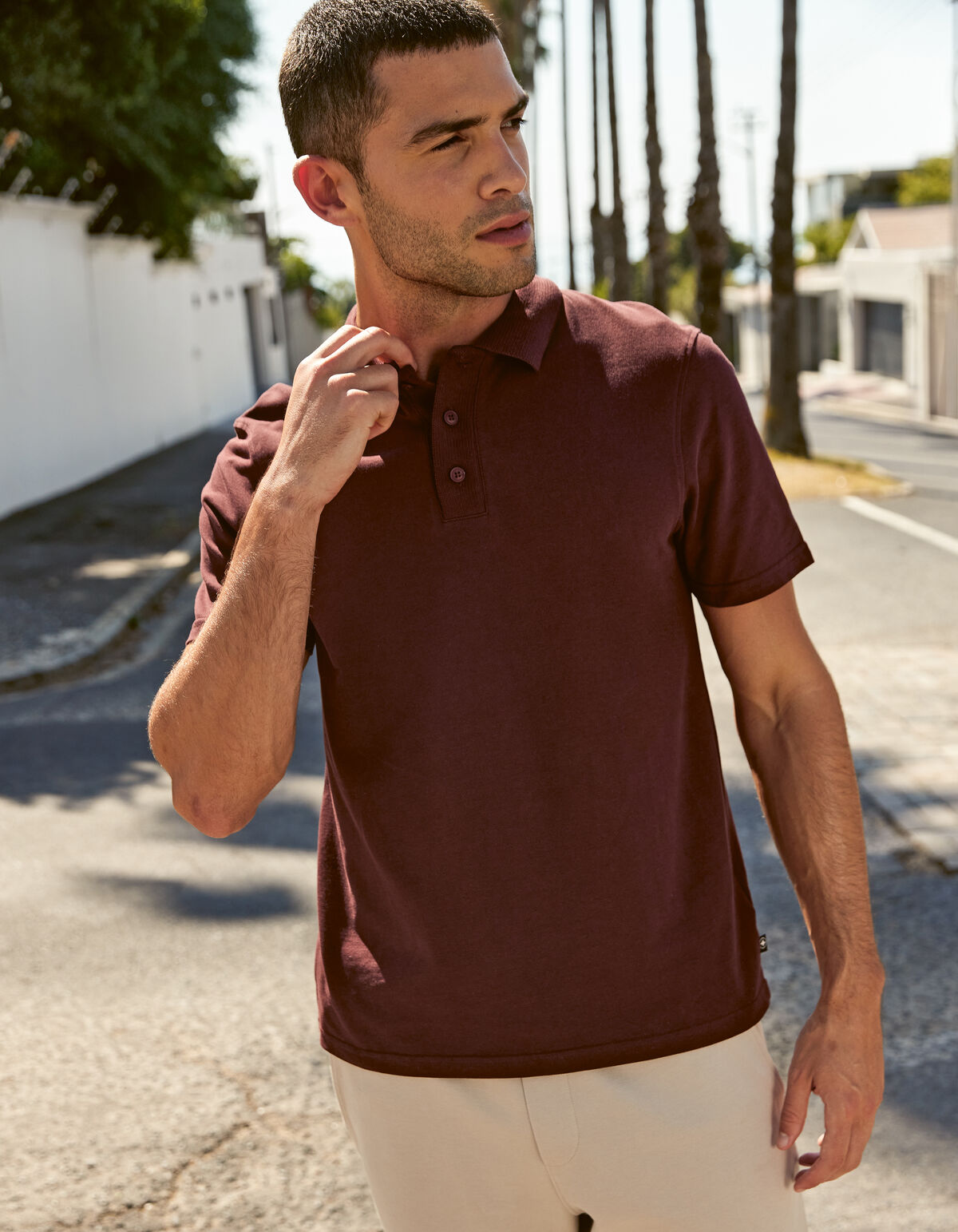 Gebreide Polo Donkerrood
