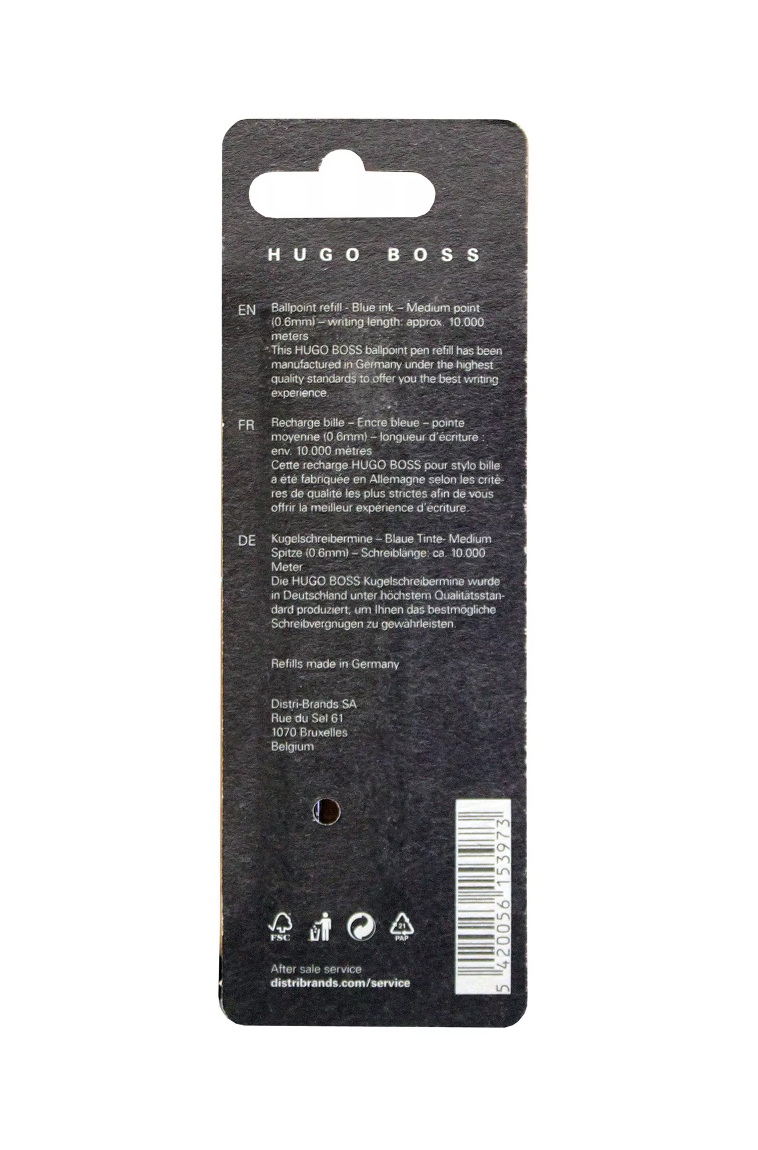 BOSS Black - Pacote com dois refis de caneta esferográfica com tinta azul.