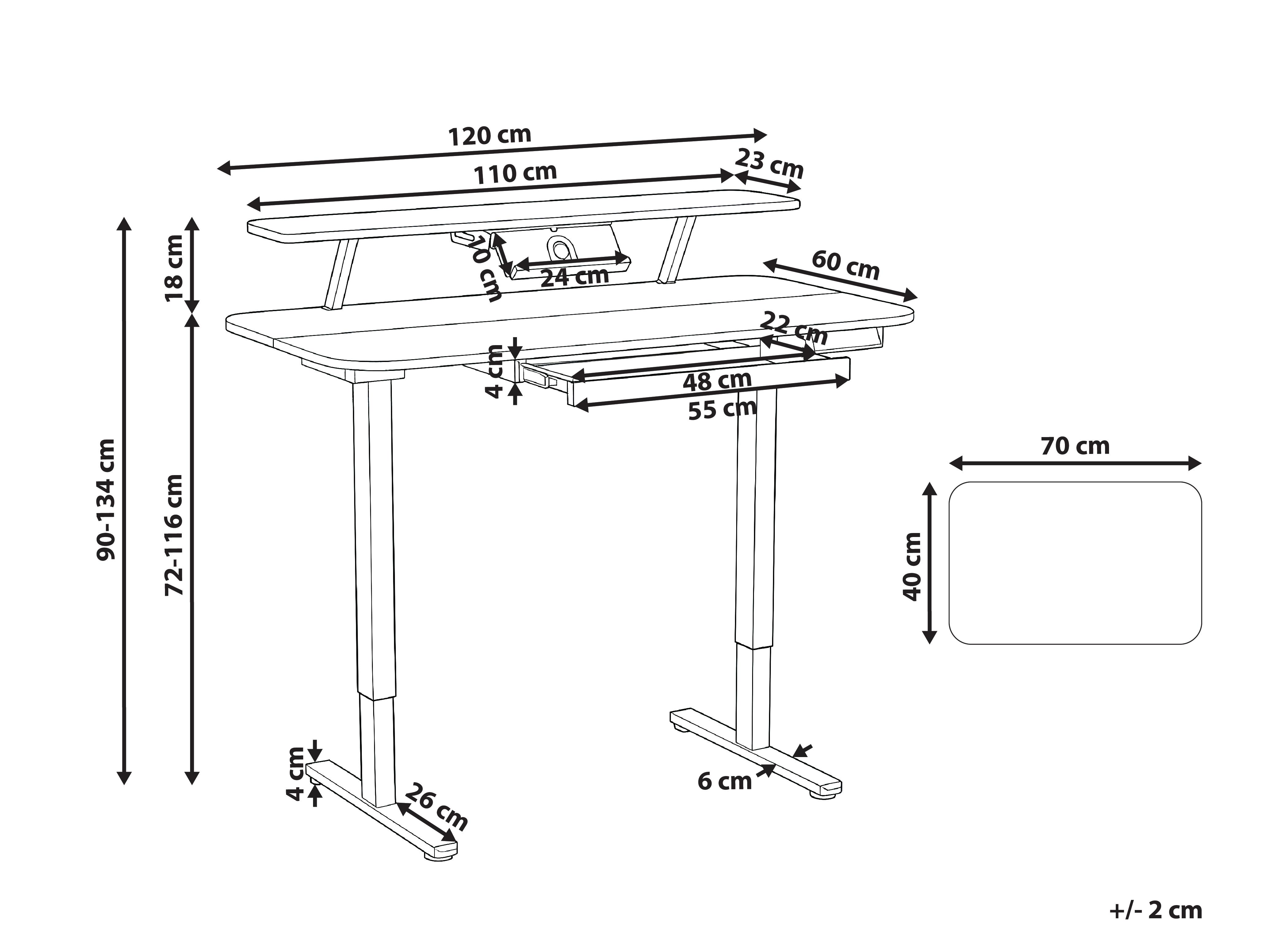 Elektrisch verstelbaar sta-bureau WILBANKS Wit 120 cm 60 cm met USB-poort