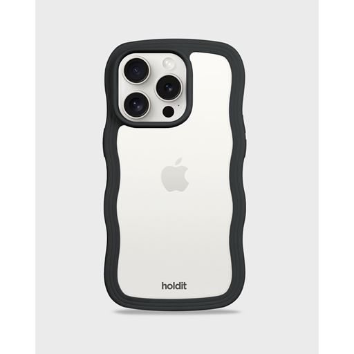 holdit Iphone 14 Pro Max Transparent Wavy Cover, Black/Transparent