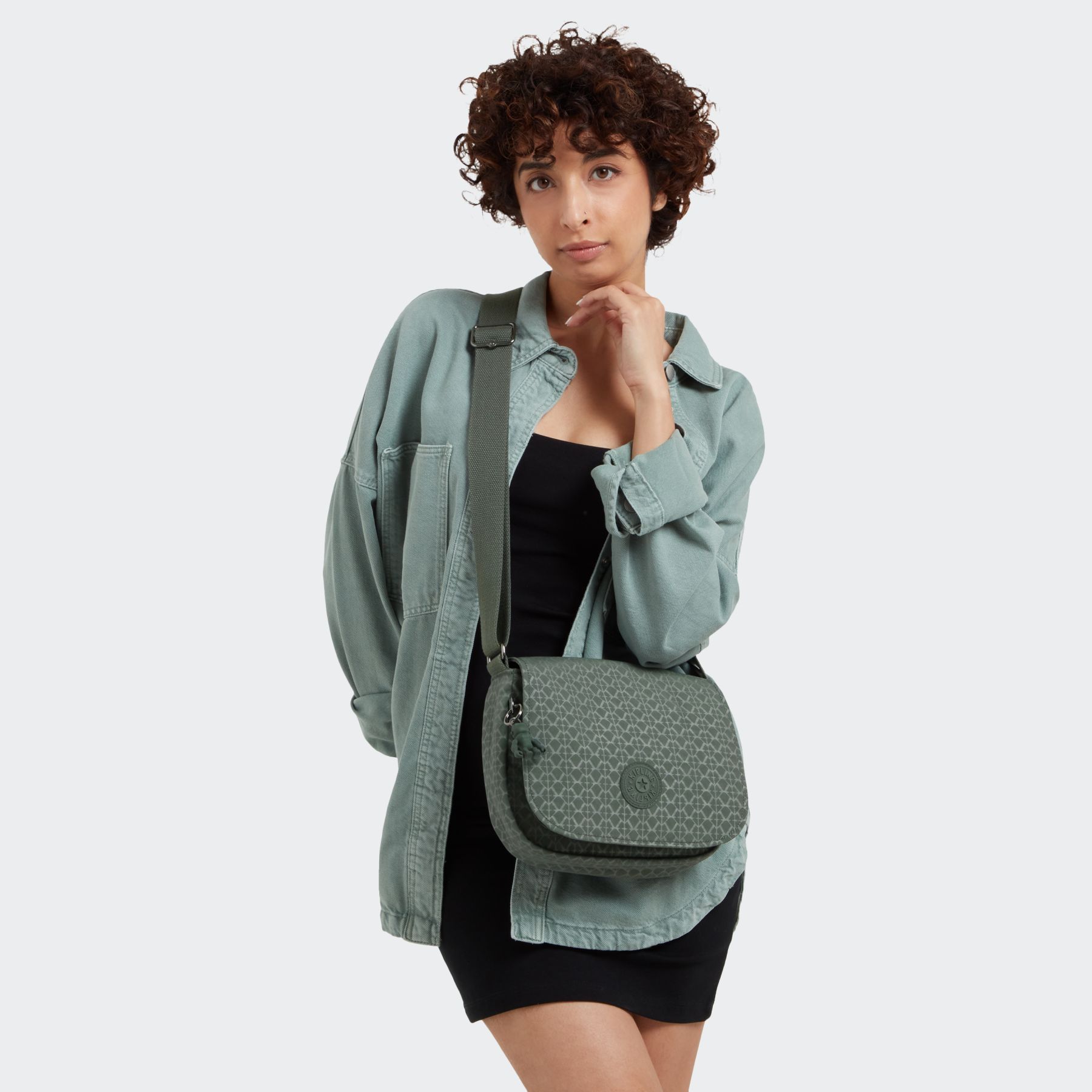 LOREEN M Sac à bandoulière avec rabat magnétique - Sign Green Embosse