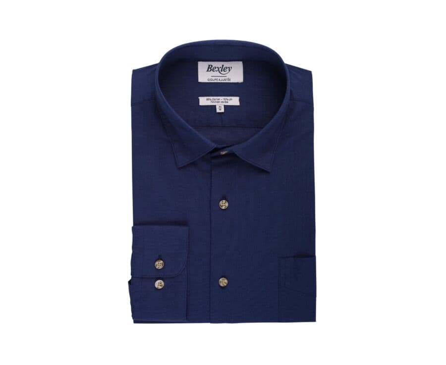 Chemise coton lin Marine unie - SYLBERT