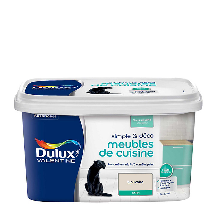 Peinture de rénovation pour mobilier Simple & Deco Meubles De Cuisine Dulux Valentine satin beige lin ivoire 2L