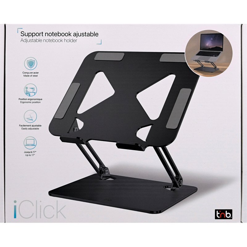 Support notebook ajustable en aluminium IClick noir