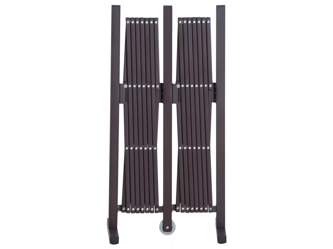 Barrière extensible rétractable barrière de sécurité avec roulette 405L x 31l x 104H cm alu métal chocolat
