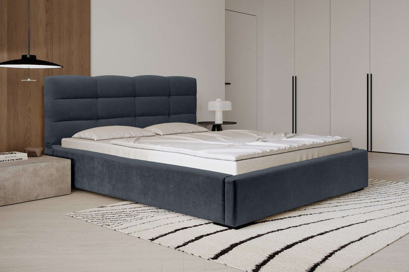 Trae Mobler Faro 140 x 200 cm Gestoffeerd Bed Donkerblauw