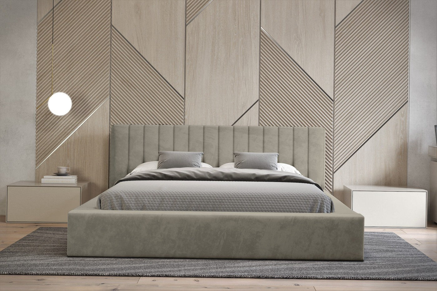 Trae Mobler Como 180 x 200 cm Gestoffeerd Bed Taupe