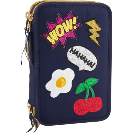 Depesche TOPModel Federtasche marine mit Patches, 3-Fach, sortiert