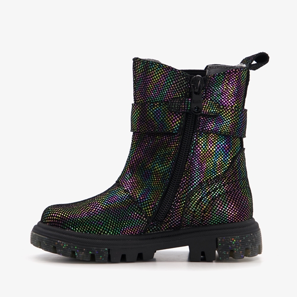 TwoDay leren meisjes Chelsea boots zwart metallic
