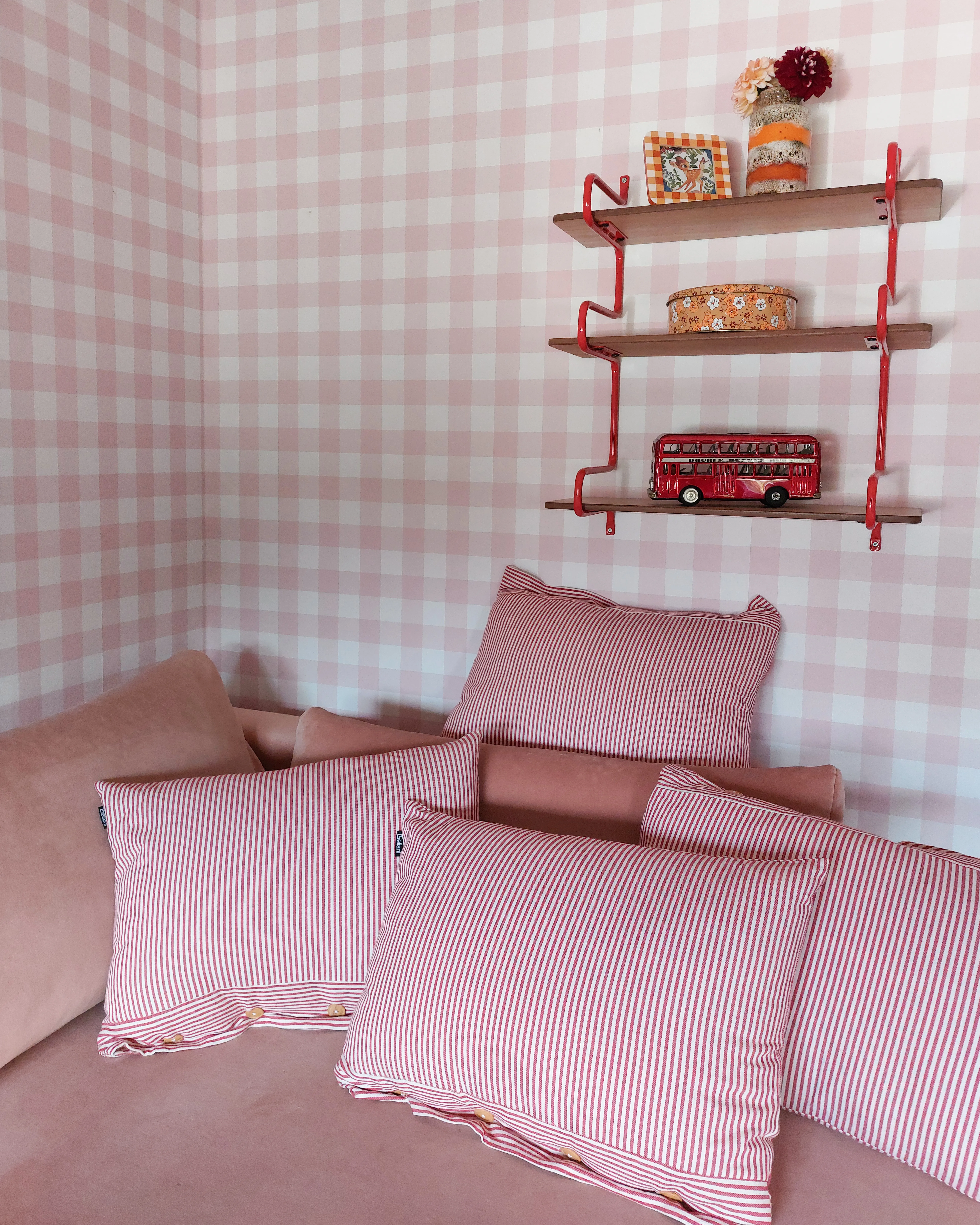Set van 2 sierkussens AALITA Katoen 40 x 60 cm Rood gestreept