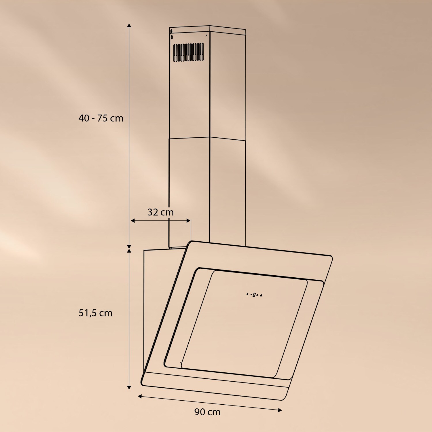 Aurora 90 Smart Dunstabzugshaube 550 m³/h 90cm kopffrei Ambiente-Licht EEC A++ Weiß
