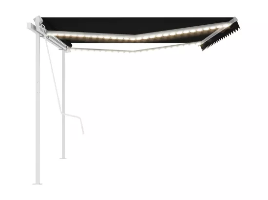 Auvent automatique capteur de vent et LED 5x3 m Anthracite