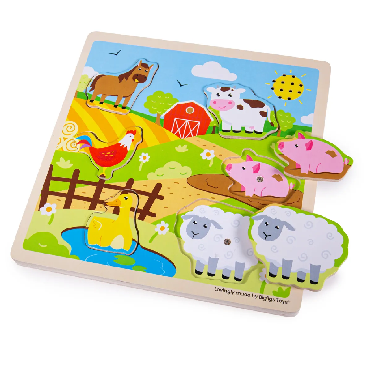 BIGJIGS TOYS Puzzle de Sons de Ferme en Bois