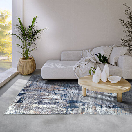 Vloerkleed Malard - Donkerblauw/beige