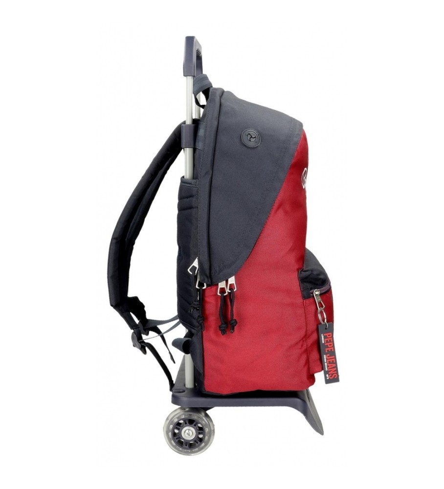 Mochila para laptop Pepe Jeans Clark com dois compartimentos e rodinhas, vermelha