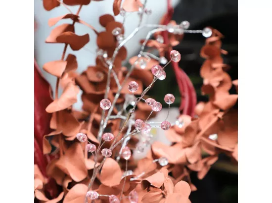 Branche de fleurs en verre rose 90 cm