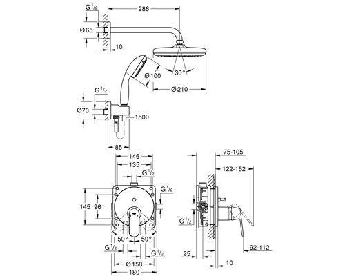 GROHE inbouw douchemengkraan EUROSMART COSMOPOLITAN chroom 25219001
