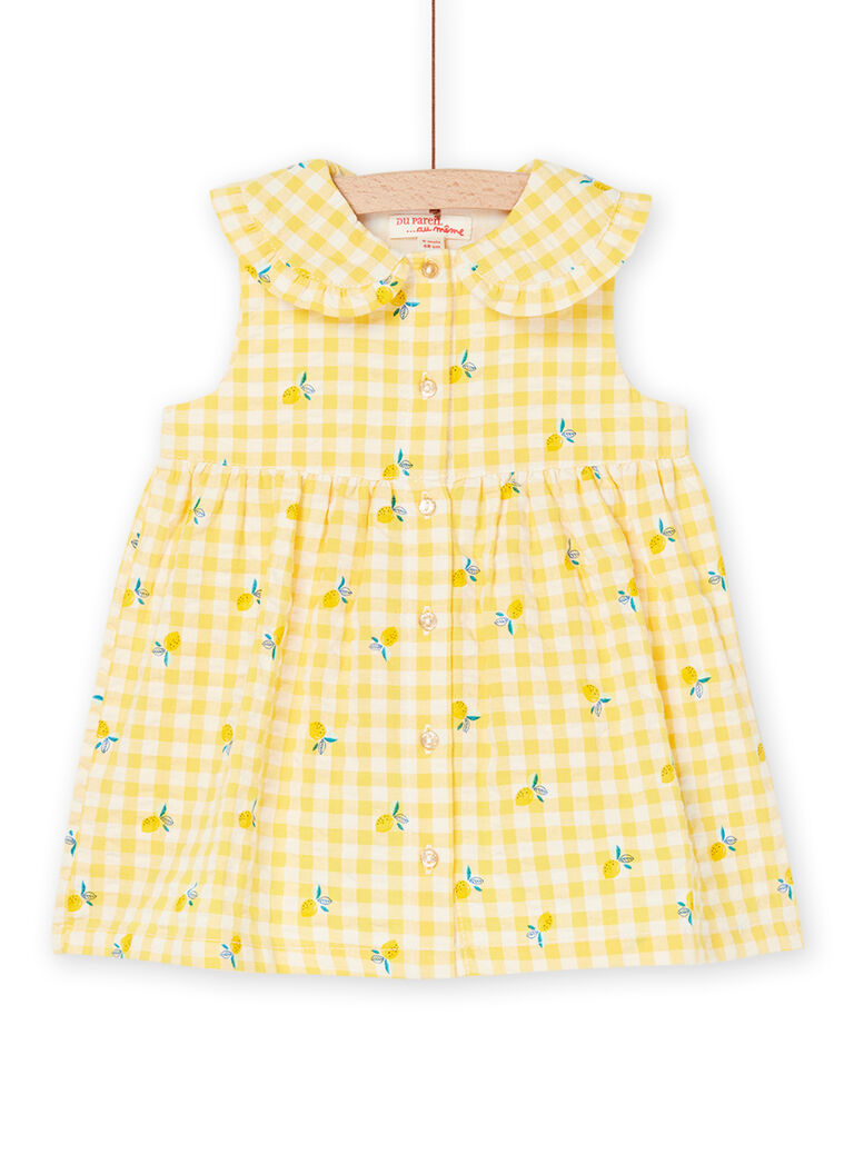 Robe sans manches jaune à imprimé à carreaux
