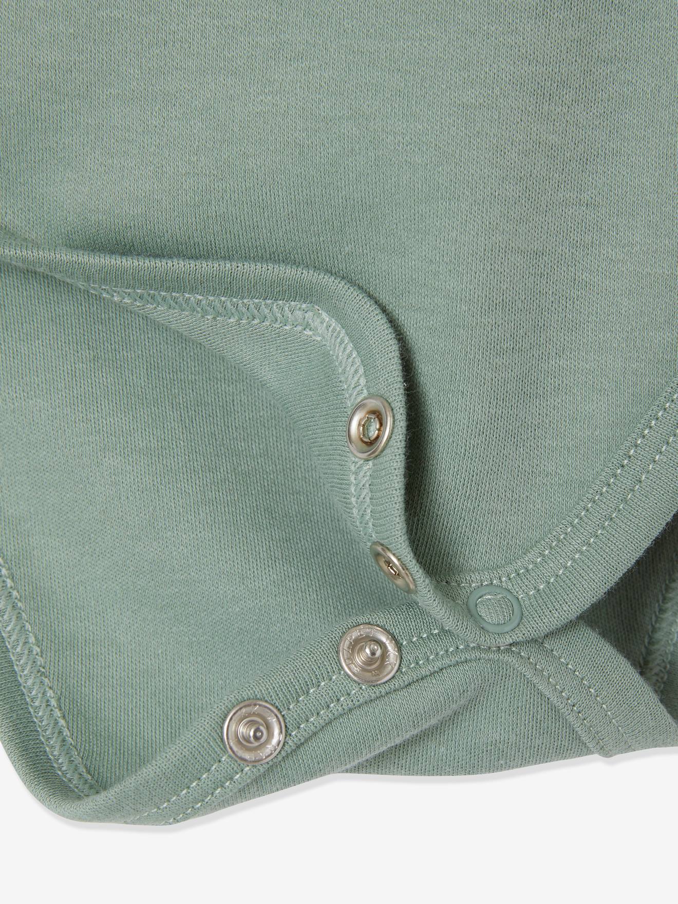 Conjunto de 3 bodies para bebê, manga curta, verde claro, lisos com estampas